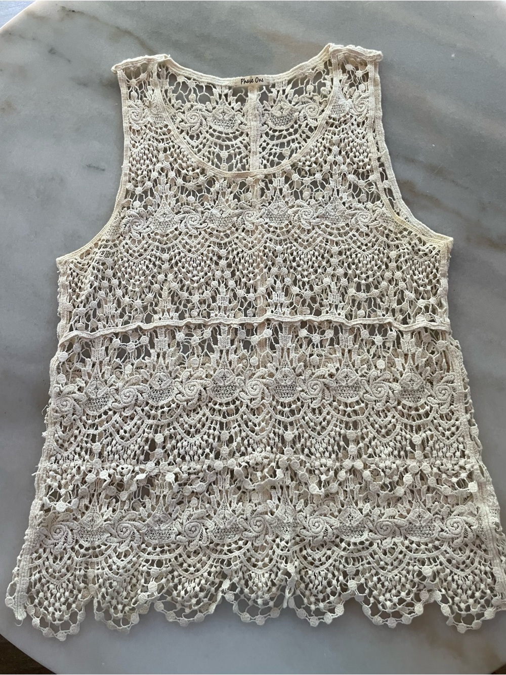 Free People Ivory Crochet Lace Tank Top